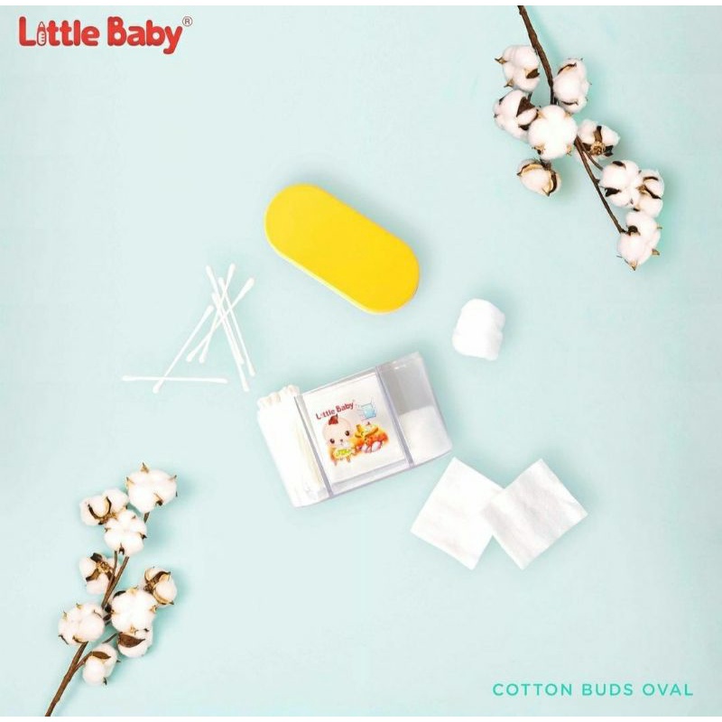 LITTLE BABY Tempat Cotton Buds &amp; Kapas Oval Termasuk Isi