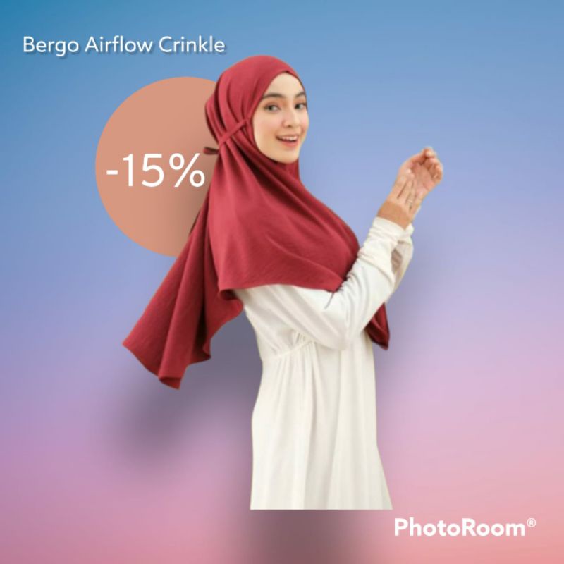 Jilbab Bergo Airflow Crinkle Cotton Premium | Hijab Instan Crinkle