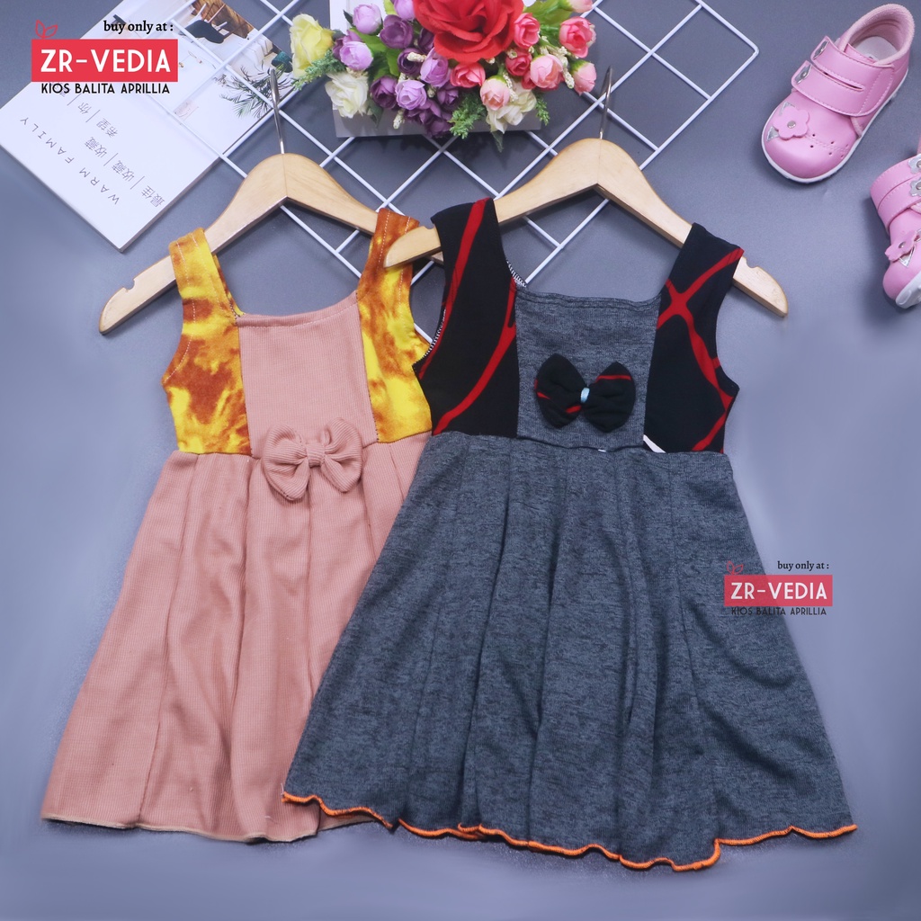 Dress Riani uk 2-3 Tahun / Pakaian Baju Tanktop Plisket Gaun Import Dres Kensi Anak Perempuan