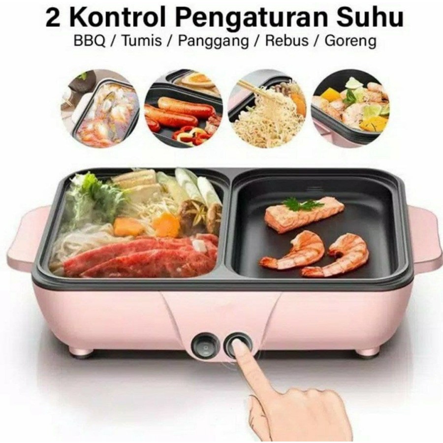 Barbeque Grill Pan Electric Hot Pot 2 in 1 Korea Jepang Panggangan