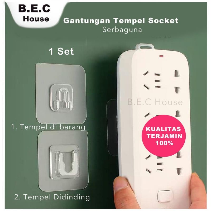 [1Set] Gantungan Tempel Socket Hook Plus Minus Kualitas Premium Double Tape Nano