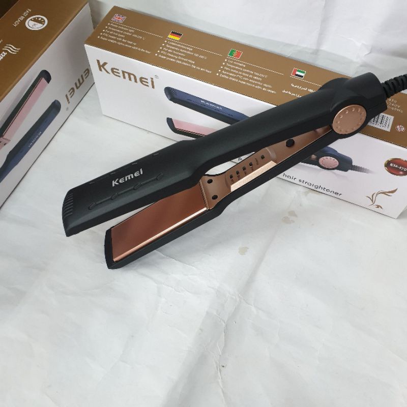 Alat Mesin Catok Rambut  KM470 Hair straightener Rebonding Lurus ada Suhu dan harga murah Kemei