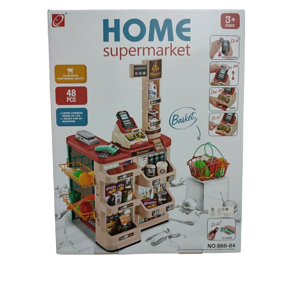 Mainan Anak Rumah Supermarket Kasir - Home Supermarket Basket Playset