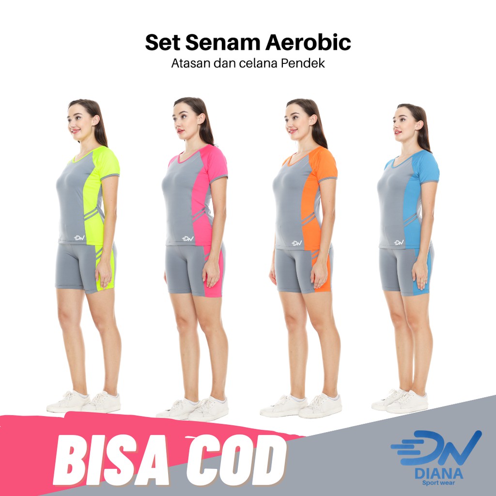 Baju senam setelan olahraga wanita dan celana senam pendek | set pakaian senam aerobik wanita jumbo