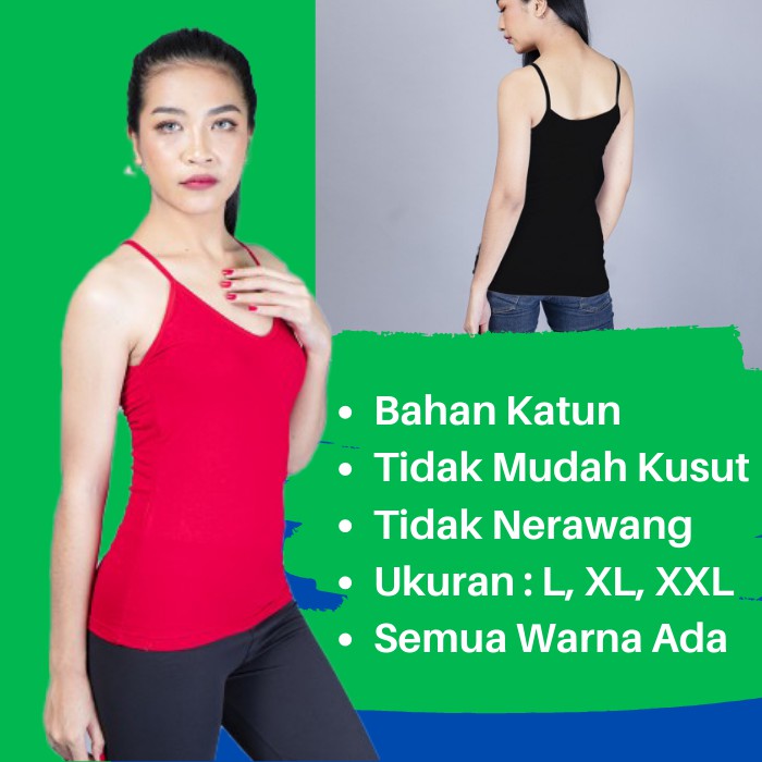 Tanktop V-Neck Premium Wanita Tali Kecil Polos Singlet Sexy Wanita / Atasan Tank Top