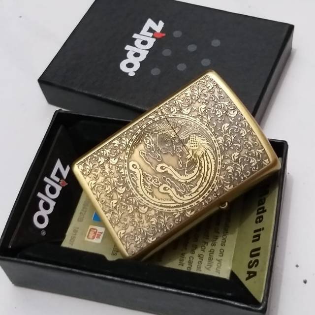 RARE zippo floral golden dragon triball floral japan china 3 side limited edition