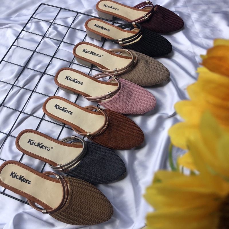 SLOP MULES GEMPI 4 cewek termurah RAJUT MODEL BARU TERBARU FASHION Vente SLOP WANITA PEREMPUAN KANTOR  KEKINIAN KOREA SENDAL TERLARIS andal Wanita Hels Wanita Sandal Slop Sendal Selop Rajut Import Hak 3cm Slip on Wanita