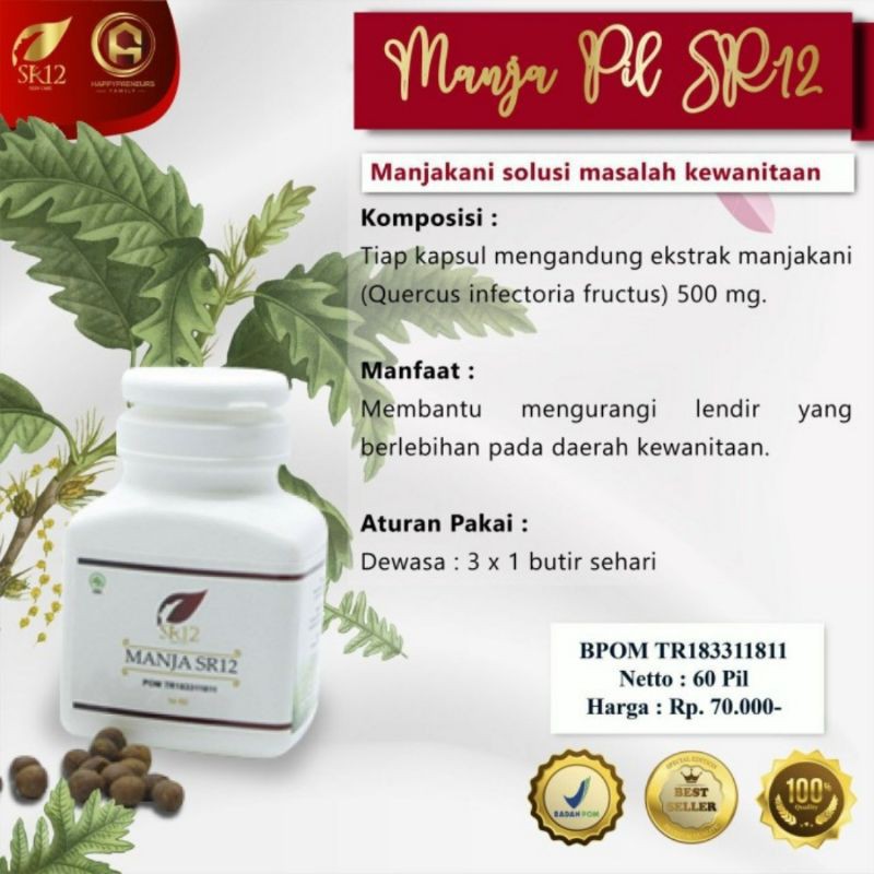 

Manja SR12 Suplemen Herbal Manjakani SR 12 isi 60 butir unt masalah haid dan organ intim kewanitaan