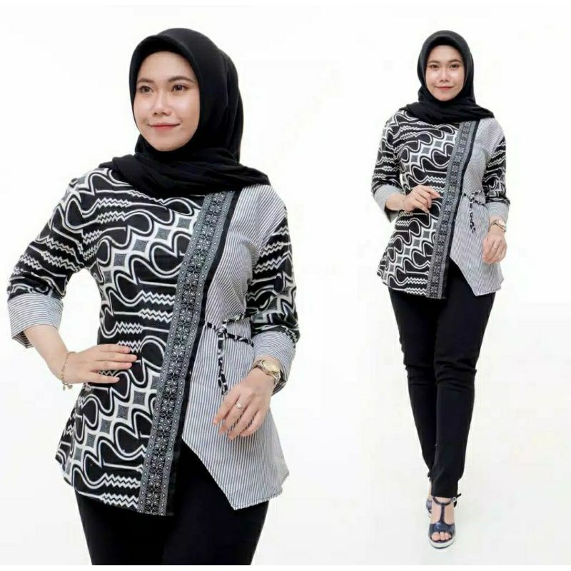 Batik wanita ASJ SA HRB026 Kenongo Kemeja Tosca Pendek-7. parang ageng