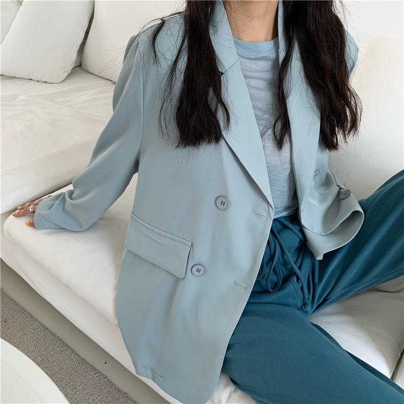 Hitam Pink Biru Korea Blazer Wanita Lengan Panjang Setelan Jas Blazer Women Outer 2023t Murah