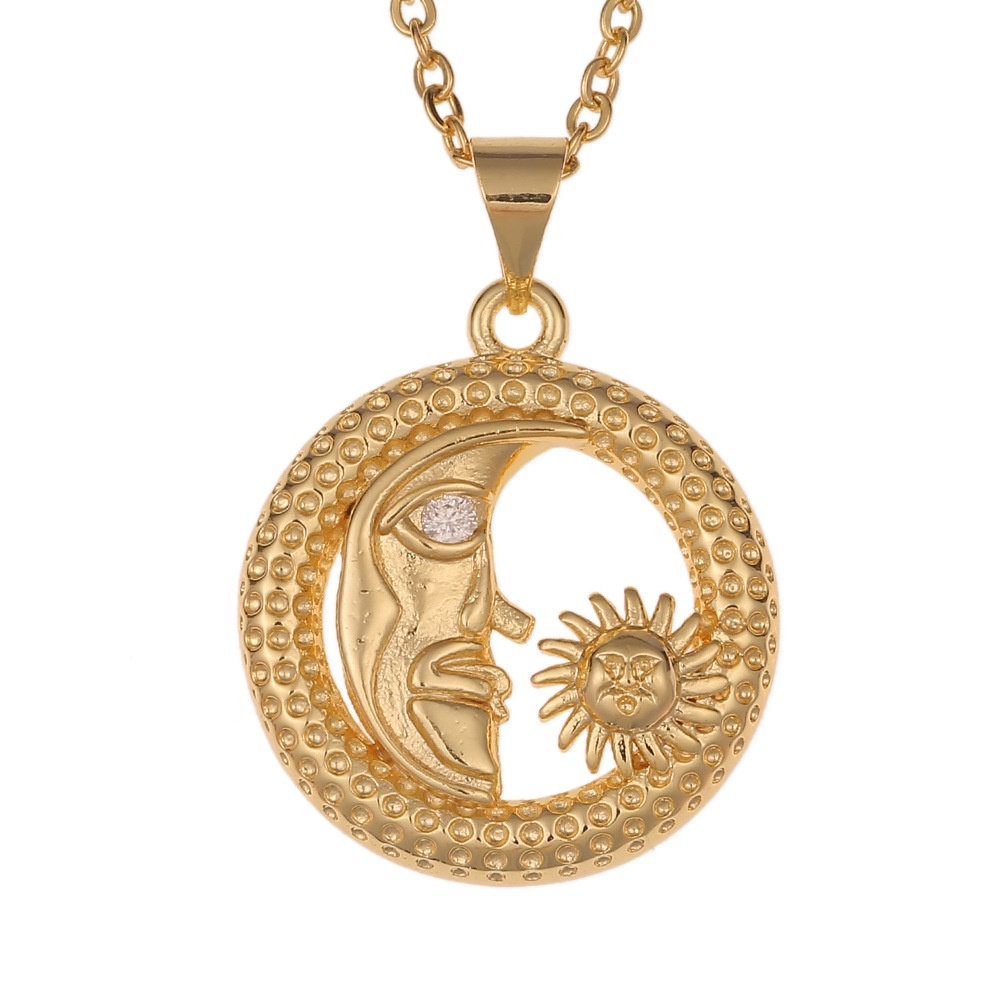 Kalung Eropa dan Amerika baru kalung bulan elf liontin XINGX Sun elegan kalung niche aksesoris