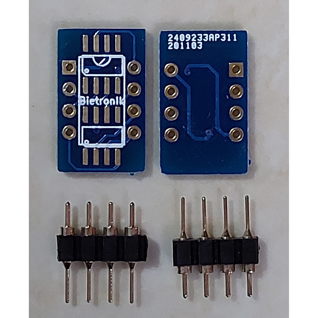 PCB Konverter 2 IC Single OpAmp SOIC8 Top side ke DIP8 Gold Plate