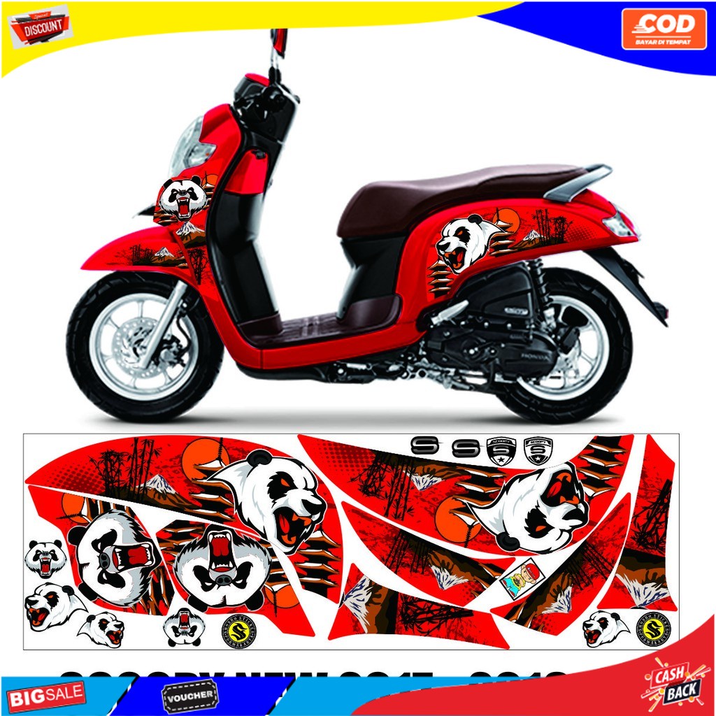 SB.DECAL STIKER SCOOPY MOTIF NEW 2017-2019 VARIASI MOTIP KARAKTER STRIPING SCOOPY NEW MERAH VARIASI 