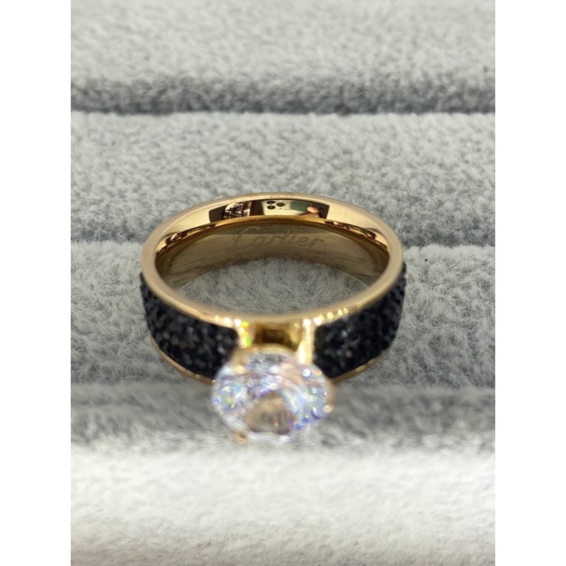 Cincin titanium gold mata hitam full N09012016