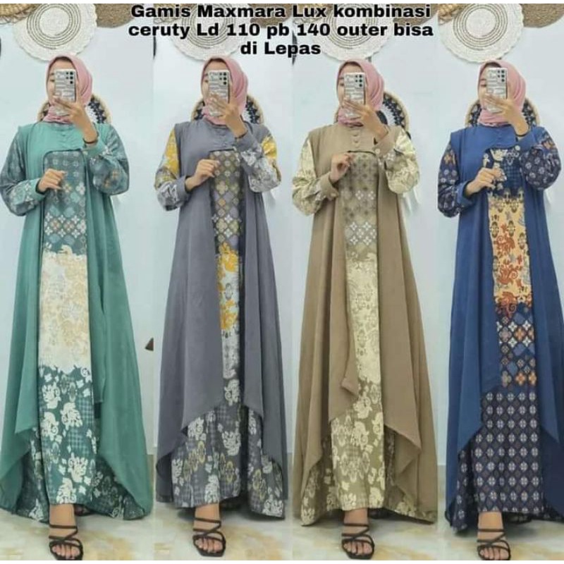 Gamis maxmara LUX kombinasi ceruty // BONUS bross dada cantik