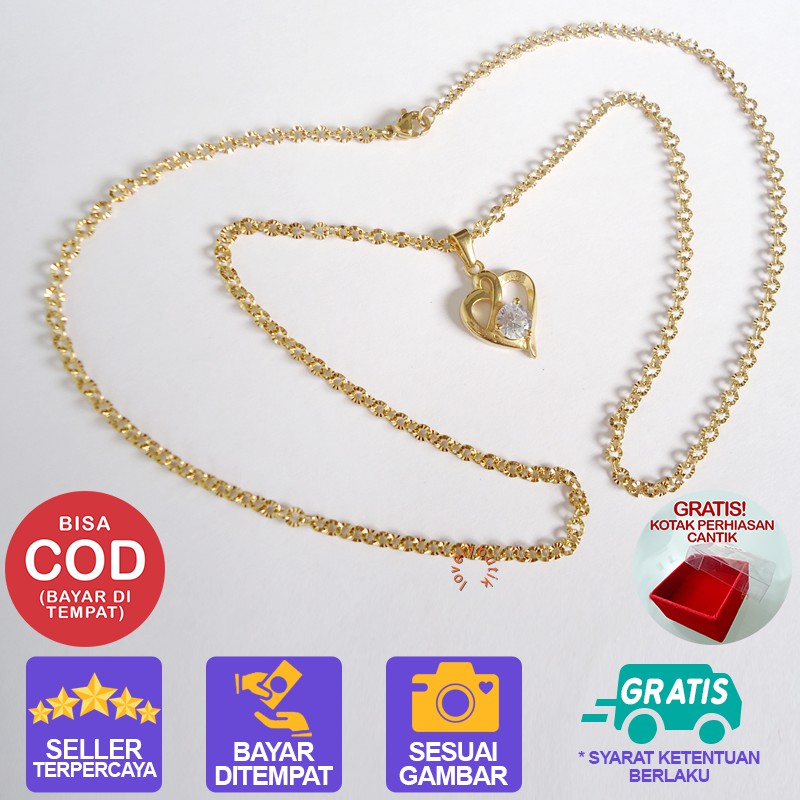 Lovelybutik kalung Titanium Anti Karat 4smar4 Kalung Wanita Titanium Model Terbaru Cw