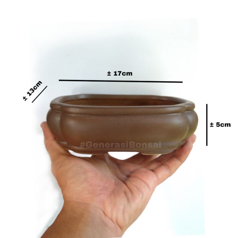 Pot Bonsai Keramik Mame Model Oval Bunga