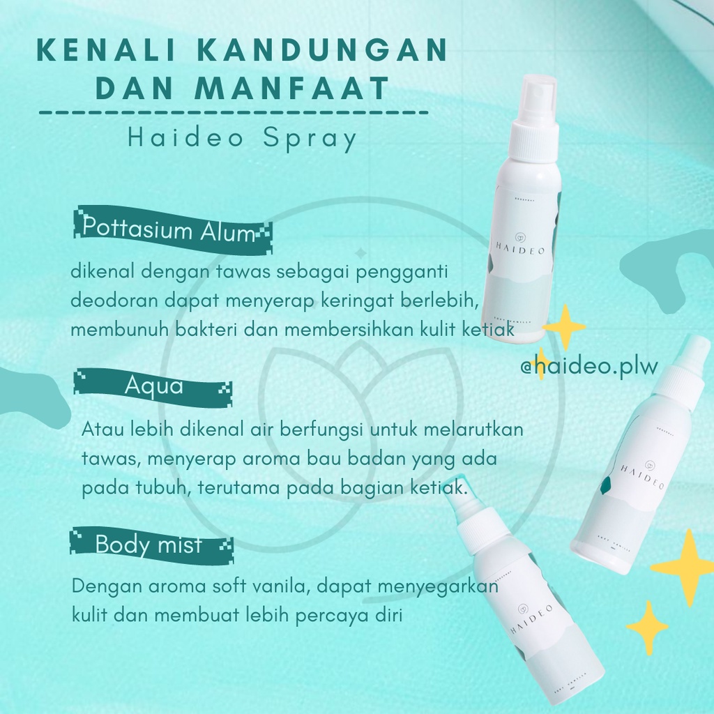 Haideo Deodorant Spray Pembasmi Bau Badan / Bau Ketiak