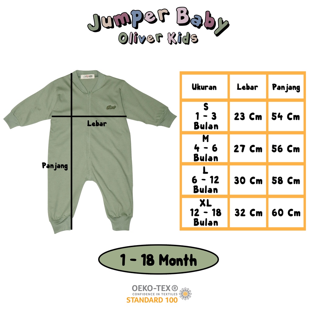 Ramadhan Sale - Oliver Kids Jumper Baby Baju Tidur Piyama Bayi Pakaian Bayi Jumper Bayi Sleepsuit Long Jumper Baby Playsuit Baby Baju Piyama Bayi Baby Bodysuit