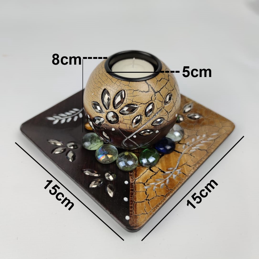 Wooden Candle Holder 1 Set Ukuran 15x15cm Unik dan Cantik