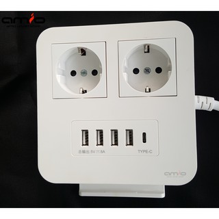 Colokan Listrik + 4 USB Port + 1 Type-C | Wonplug Phone Holder Power