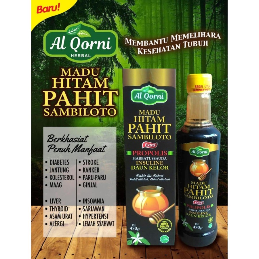 

Al Qorni Madu Hitam Pahit Sambiloto 470g Asli