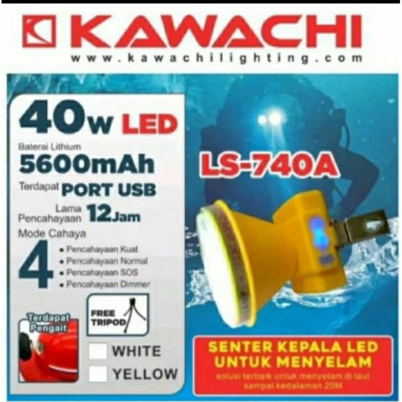 SENTER KEPALA SELAM LED 40 WAT KAWACHI LS-470