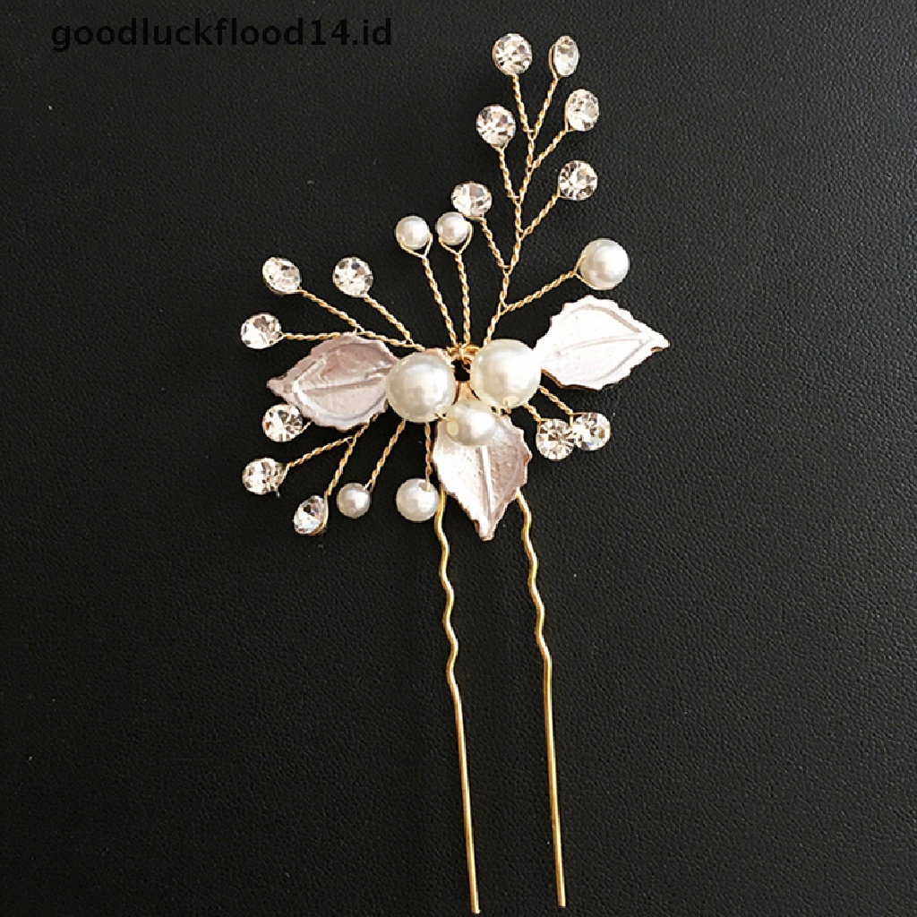 [OOID] Women gold rhinestone pearl hair comb hair clip bridal wedding hair accessories ID