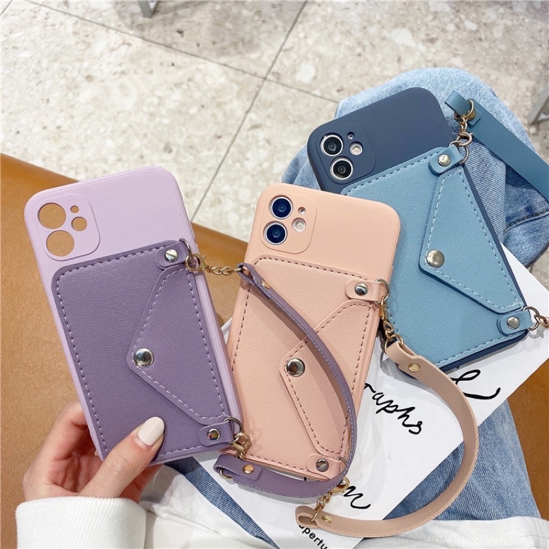 Mini Wallet Card Holder Leather Softcase Dompet Lucu for iphone XS XS Max XR 11 Pro Max 12 Pro Max 13 Prow Max