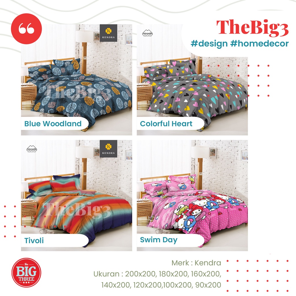 KENDRA Sprei 180x200 / 160x200 Tinggi 30 motif Arista Blue Morroco Gangnam Marvel Little Star Viggo Scotland Little Mushroom Love In Paris Night Sweet Dream Coffee Tilda  - KING 180 160 T30 SP