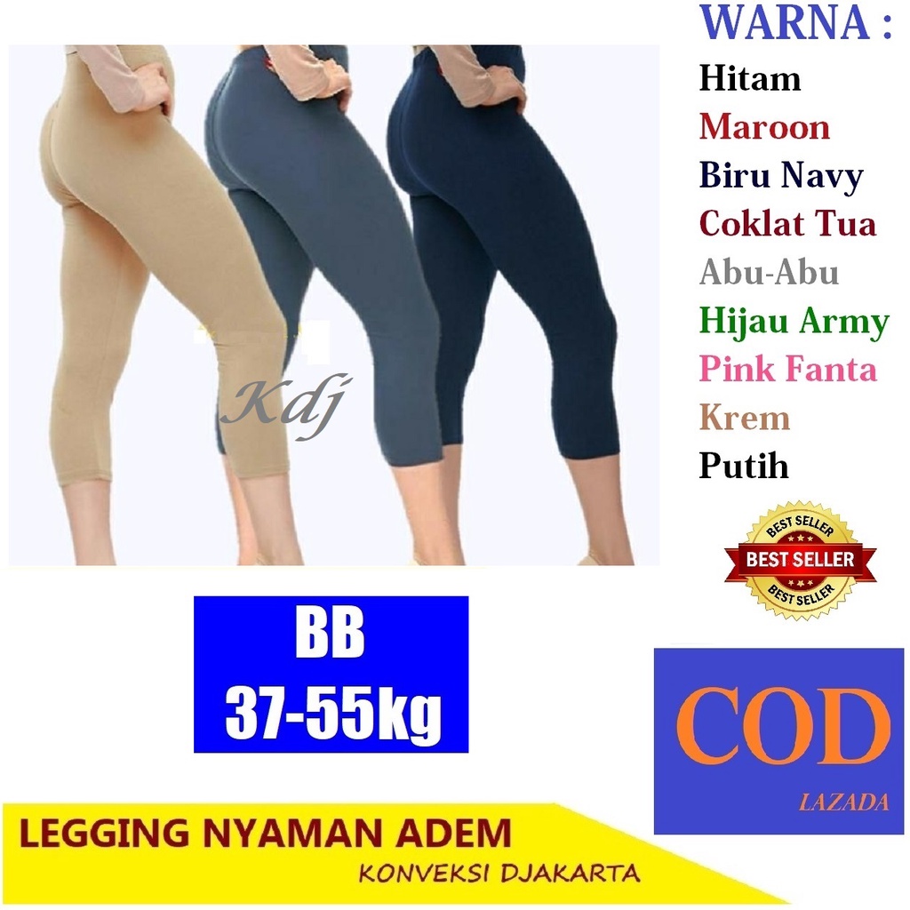Leging 3/4 Bawah Lutut ALL Size S M L XL XXL XXXL Slim - Jumbo Celana legging Lejing Pendek Wanita Spandek Jersey size