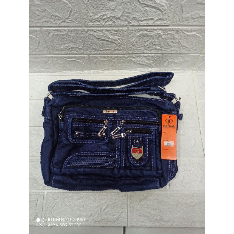 Tas slempang wanita jeans original garnet