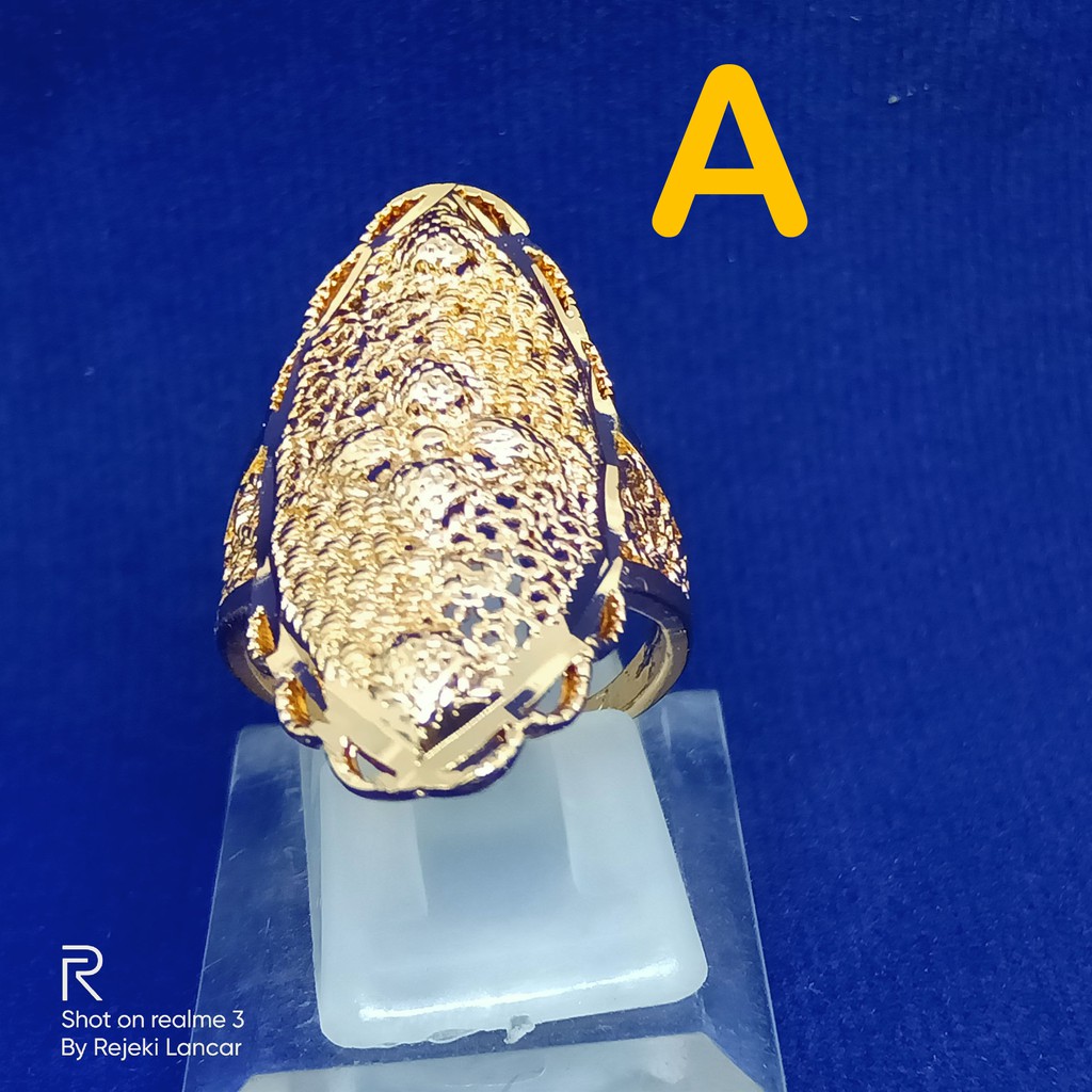 Cincin model kerawangan lapis emas 18k