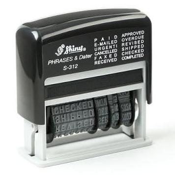 

➭ Stempel Tanggalan Shiny S 312 / S-312 (Self Ink) Phrases & Dater Stamp ✭
