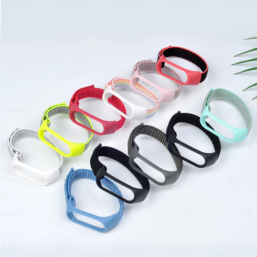 Mi Band 5 6 7 8 9 Gelang Olahraga Tali Nylon Strap Xiaomi Miband 3/4 Tali Nilon Velcro Band