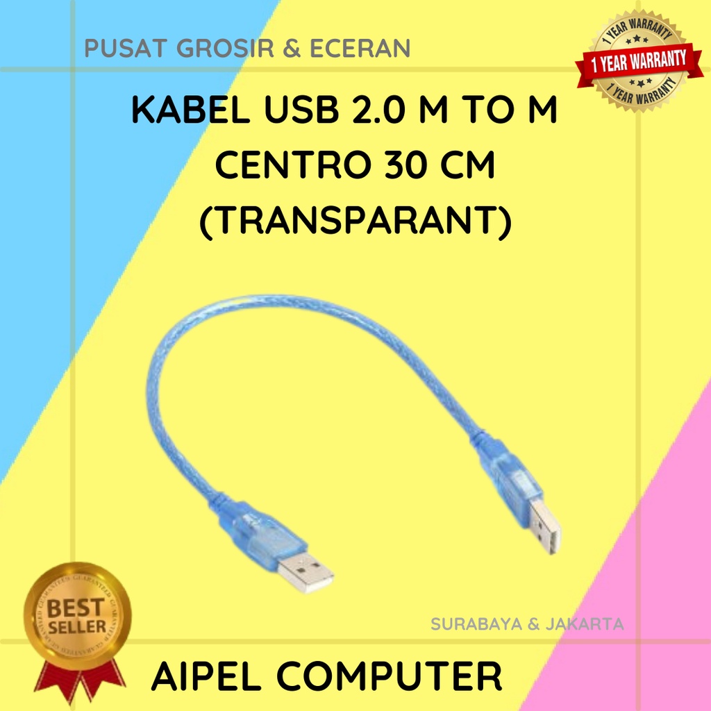 U2MMC30 | KABEL USB 2.0 M TO M CENTRO 30 CM (TRANSPARANT)