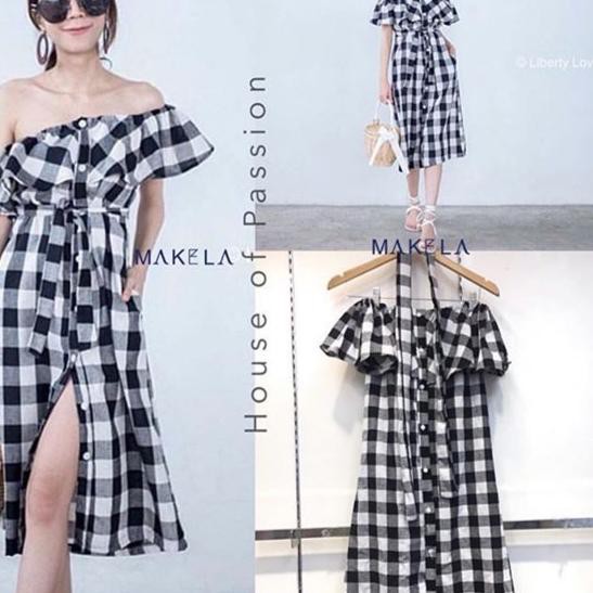 [ NSC ] Yora Dress IMPORT BKK / 2ways to wear bisa dijadiin dress sabrina atau dress one shoulder ✅