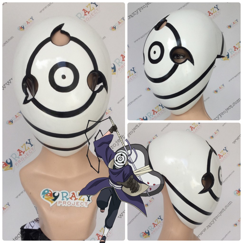 Tobi Obito Uchiha Naruto White Putih Mask Topeng Kayu Cosplay Anime Jepang Shopee Indonesia
