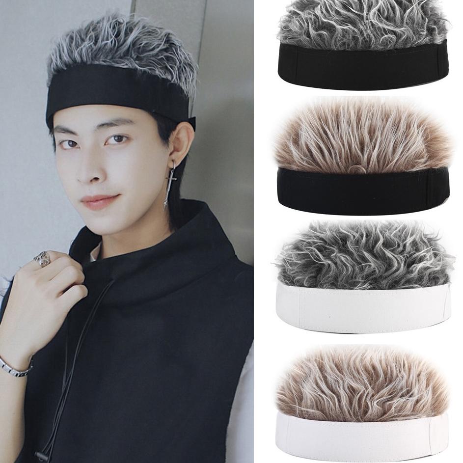 Chekout [Ready Stok] Eropa dan Amerika topi simulasi wig rambut pendek topi retro hip-hop spoof bean