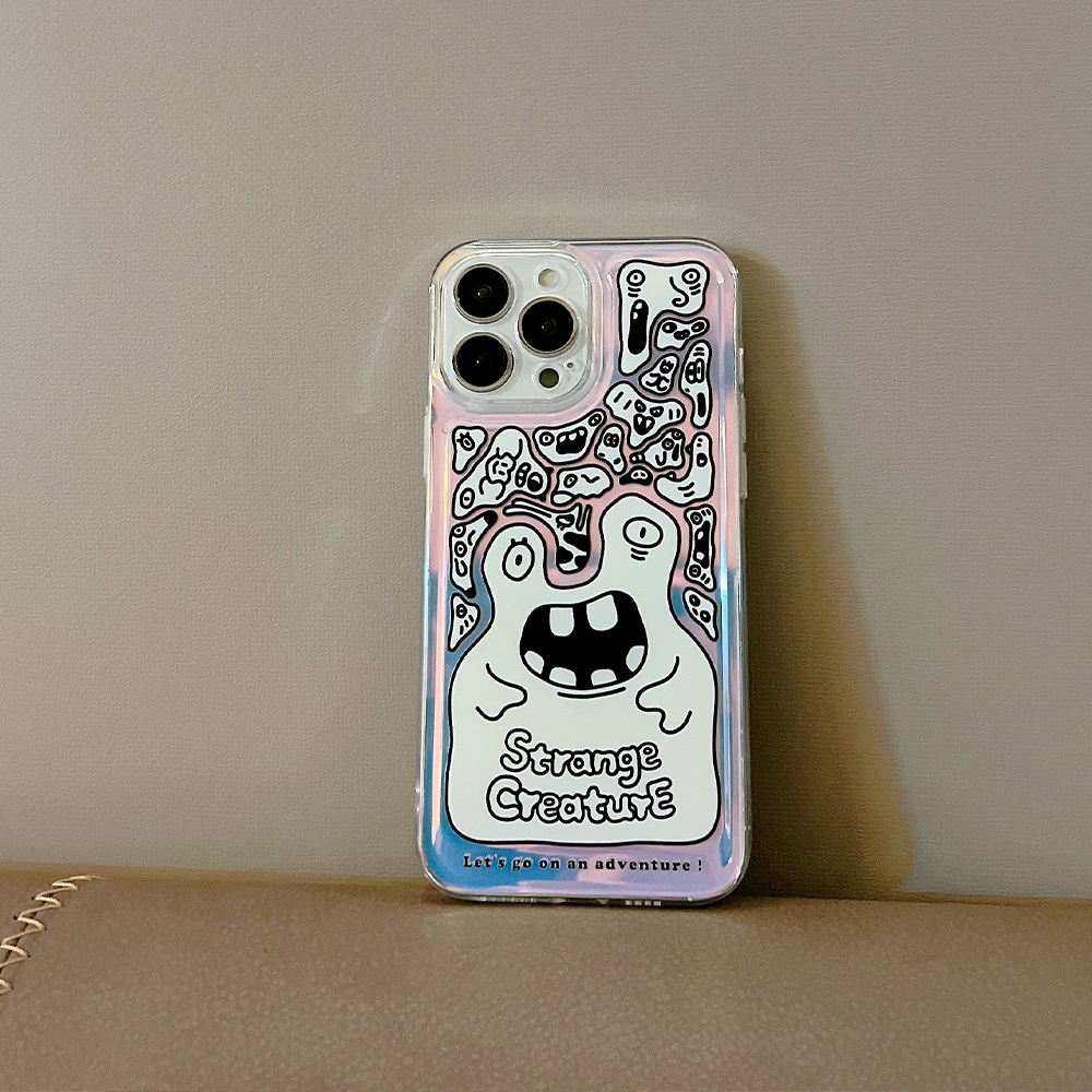 Case Pelindung Transparan Motif Kartun Monster Dengan Kartu Laser Untuk Iphone 11 8 7 Plus SE2 XS XR 12 13 Mini PRO MAX