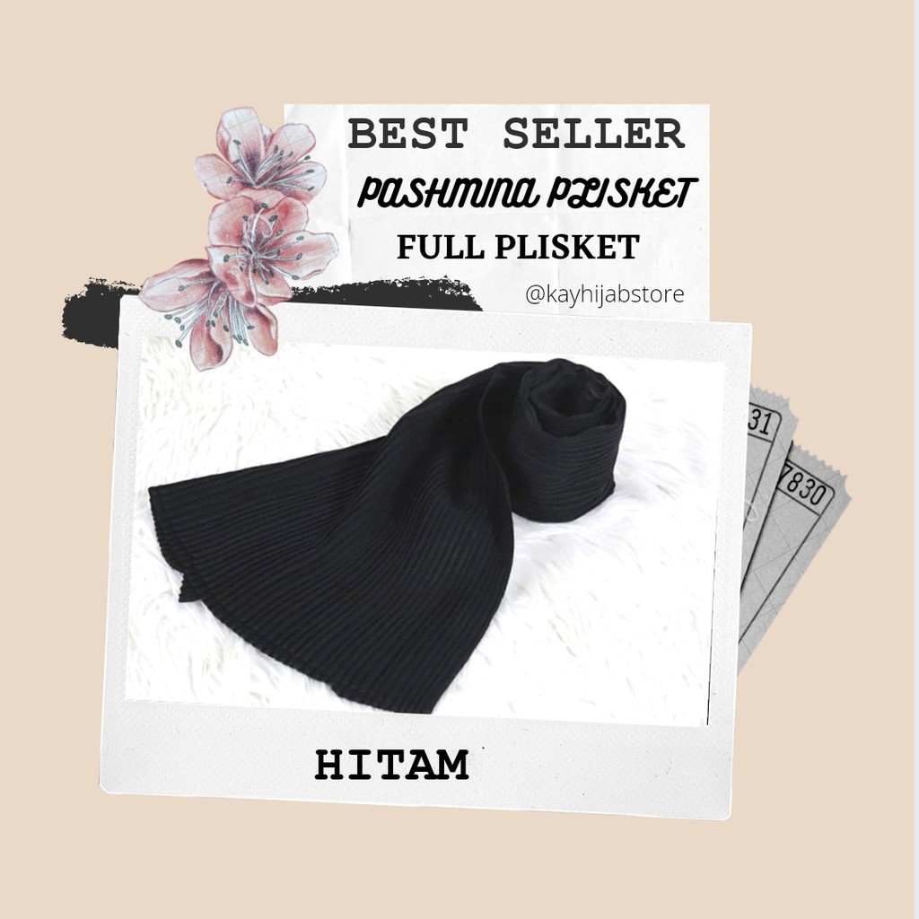 Pashmina plisket / Pashmina full plisket Cerutty baby doll ~ Hitam