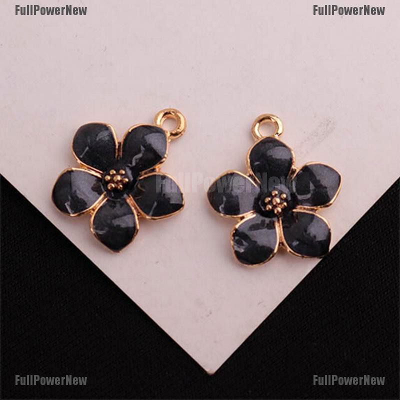 [FULLのJY] 10Pcs/Set Enamel Alloy Flower  Charms Pendant Jewelry Findings DIY Craft Making