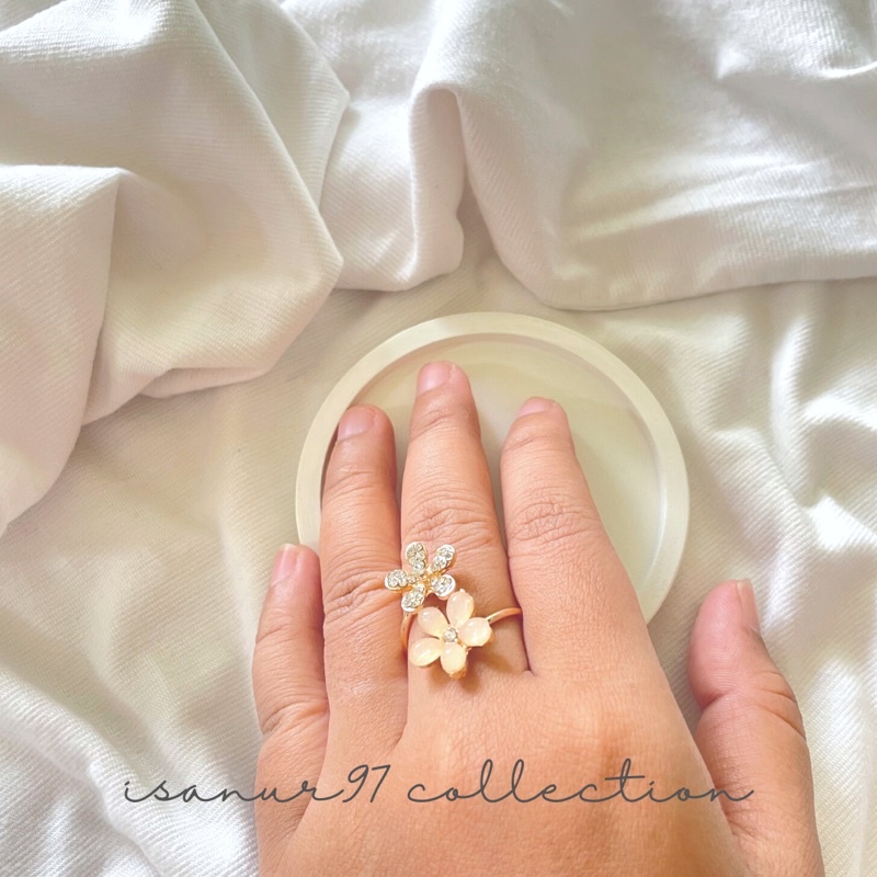 Double Flower Ring | Cincin Bunga Adjustable Cincin Unik Cincin Daisy