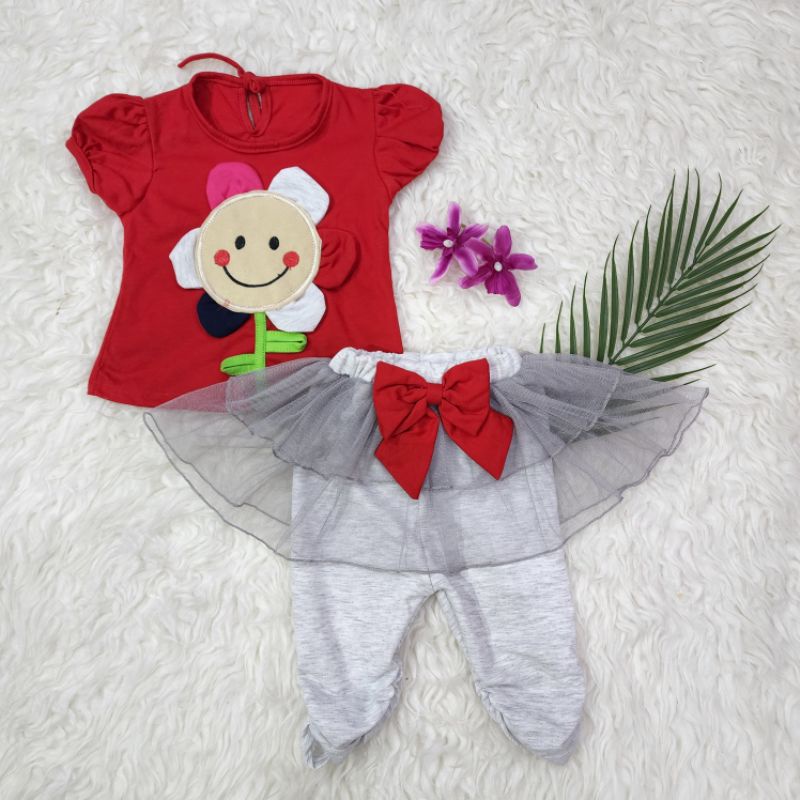 Baju bayi perempuan stelan celana tutu baby girl