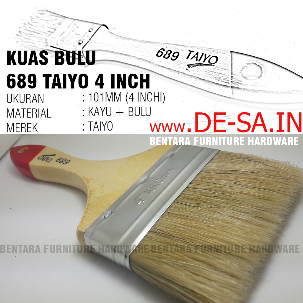 689 Taiyo Kuas Bulu 4 Inchi - Bristle Painting Brush