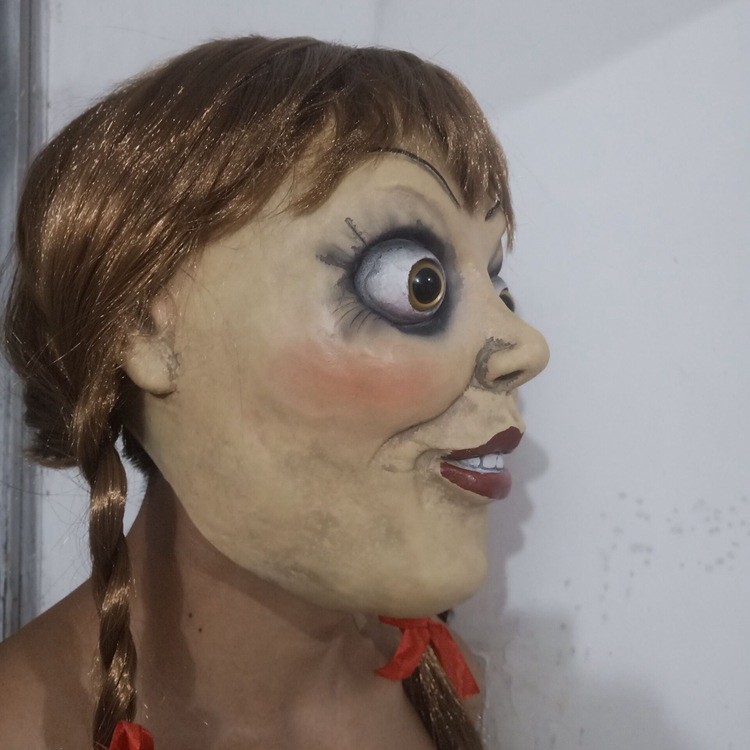 TOL-15 topeng latex karet full head kepala annabelle rumah hantu halloween prank mainan