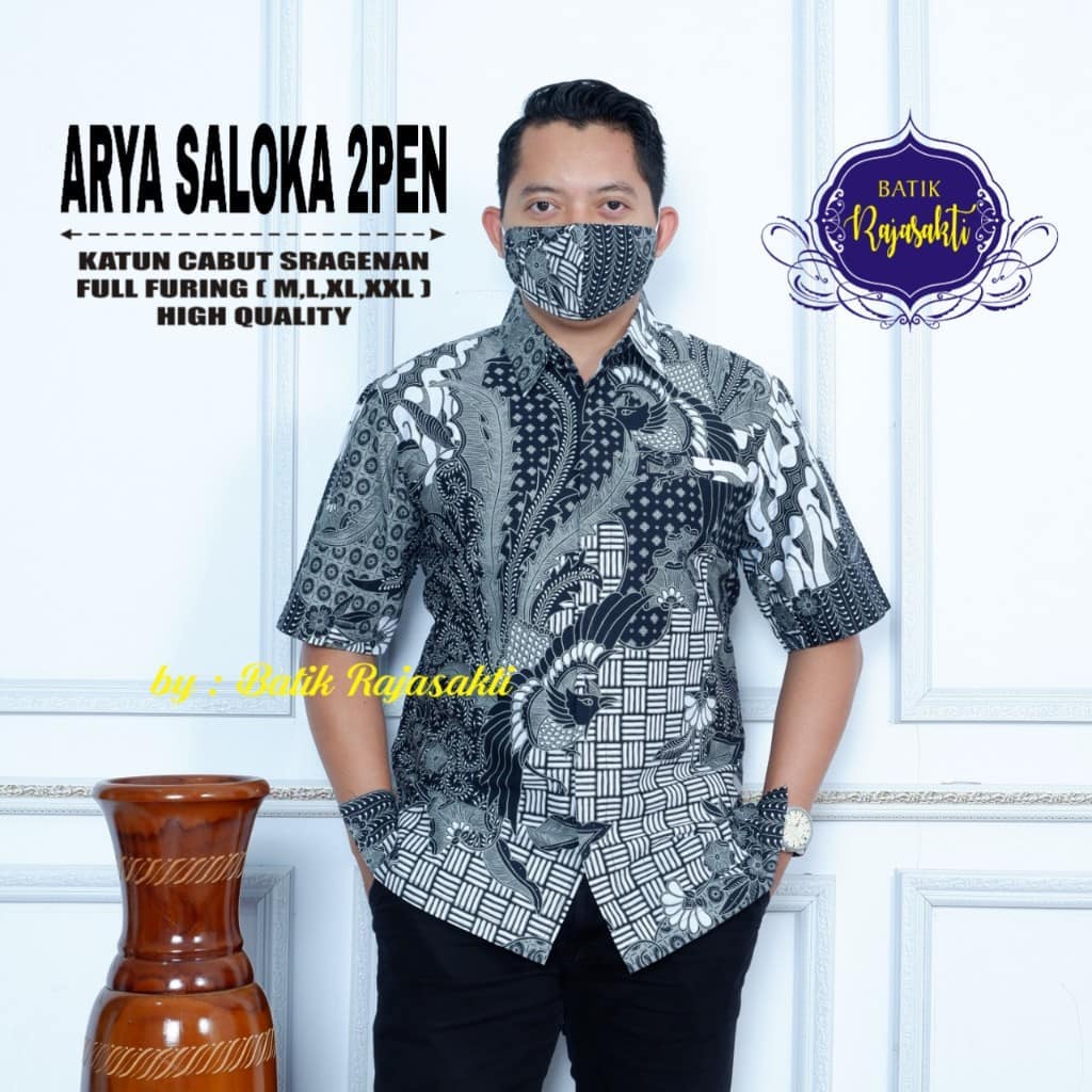 ARYA SALOKA BAJU BATIK PRIA LENGAN PENDEK REGULER FIT KEMEJA BATIK PRIA LENGAN PENDEK