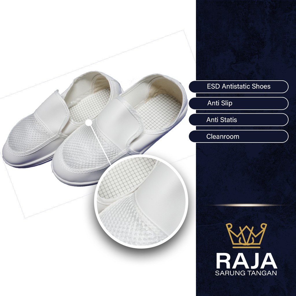 ESD SHOES PVC MESH / Sepatu Antistatik Tertutup Putih ESD Antistatik Shoes Meshless Putih