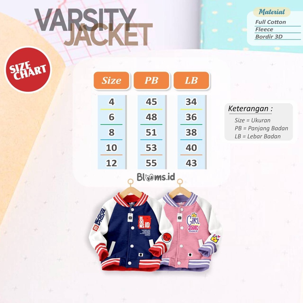 Jacket Anak Varsity Batch 2 by Blooms.id