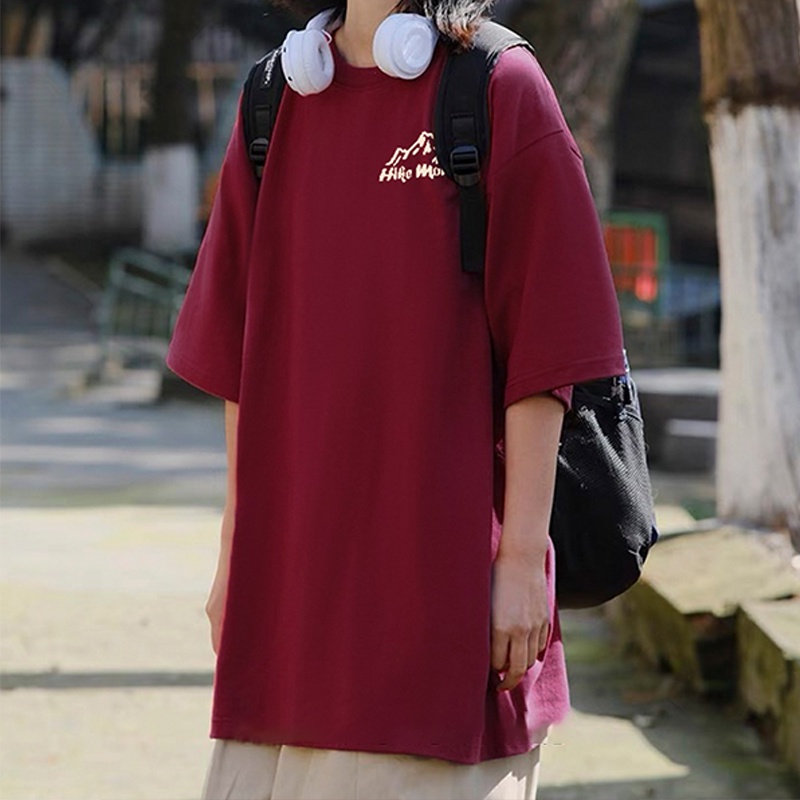 【 Penawaran Istimewa 】Import Korean Style Original Kaos Wanita / Baju Warna Wine Red Atasan Wanita / New Oversize Premium Fashion Kaos Unisex